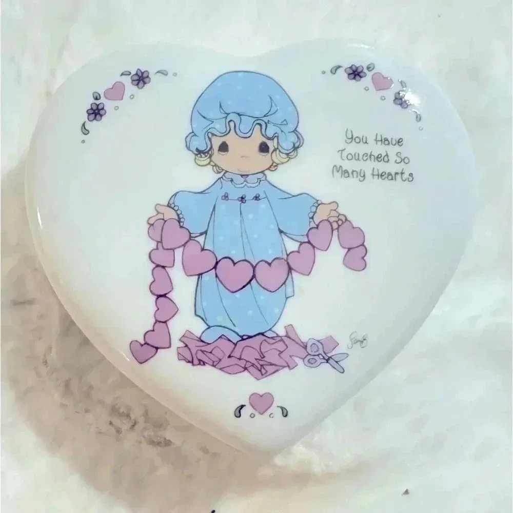 Vintage Precious Moments Heart Trinket Box Jewelry Holder